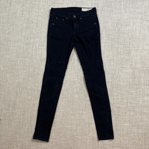 rag & bone Womens Samurai Moto Skinny Jeans in Dark Indigo Blue Size 25 - Picture 1 of 15